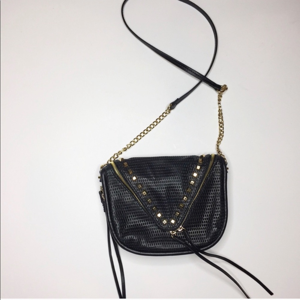 Anthropologie she+lo black leather crossbody bag